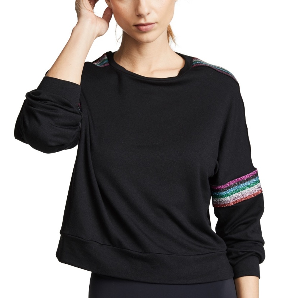 Terez Metallic Elastic Strap Long Sleeve Tee